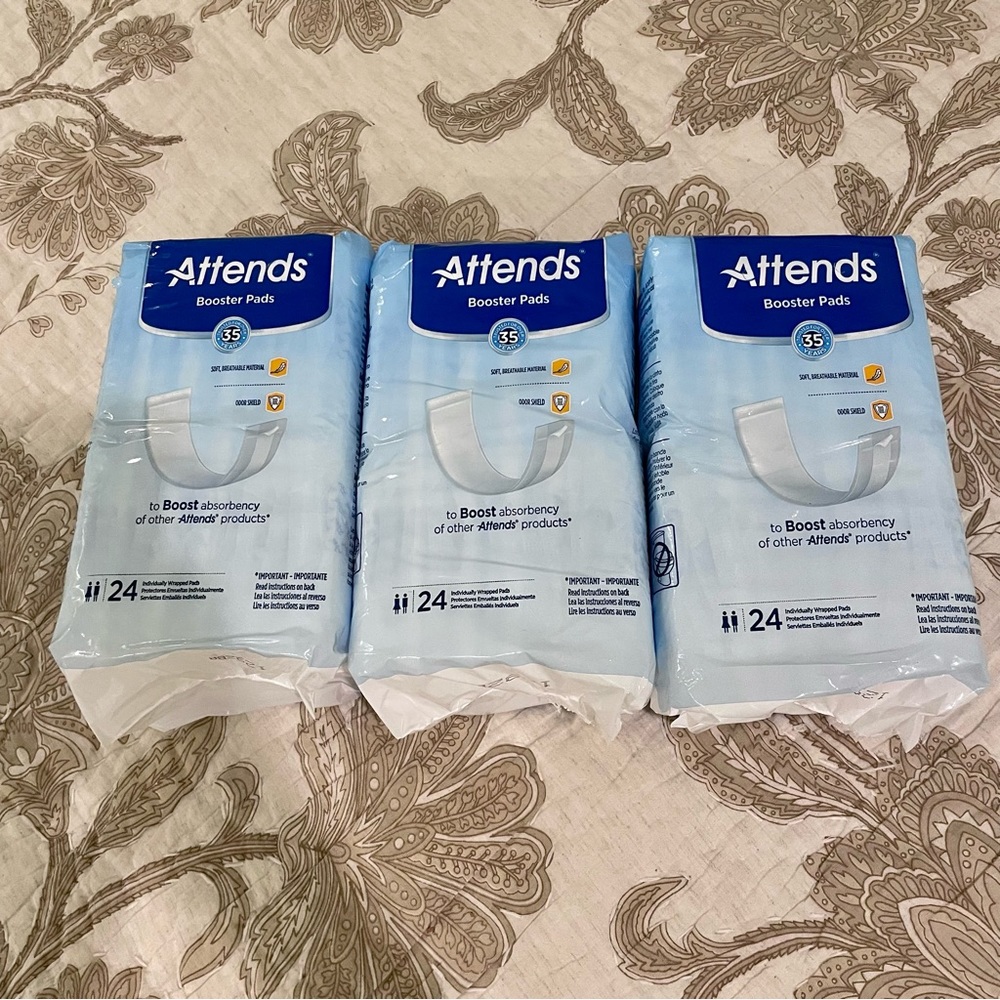 3 packs of attends booster pads